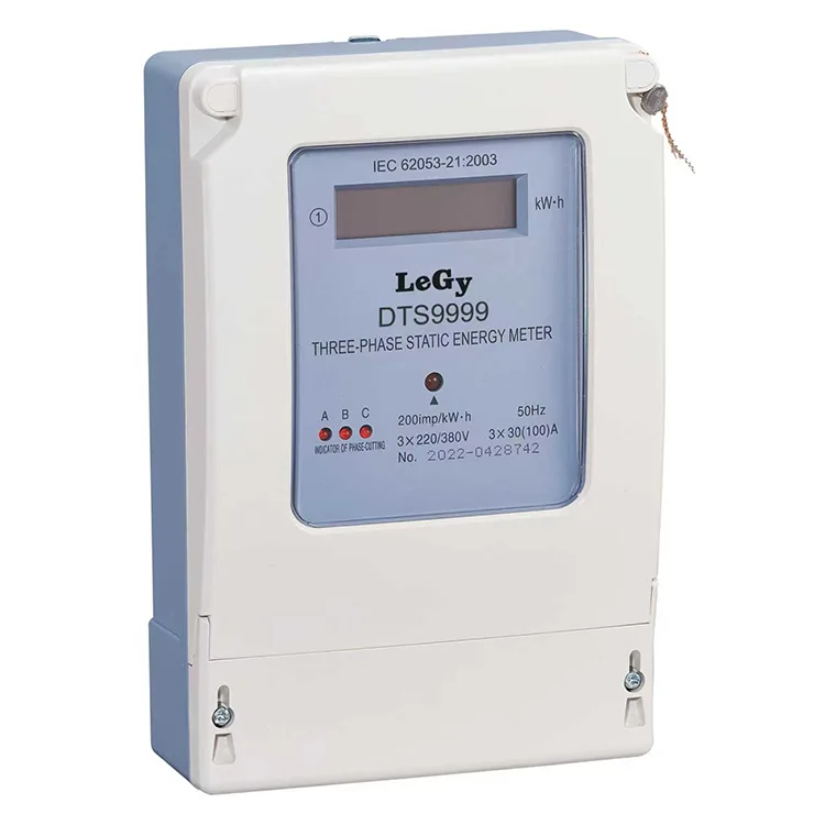 Trefaset elektronisk kWh energimåler